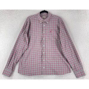 Johnnie-O Hangin' Out Light Gray Tucked Cotton Blend Button-Up Shirt Men Size XL